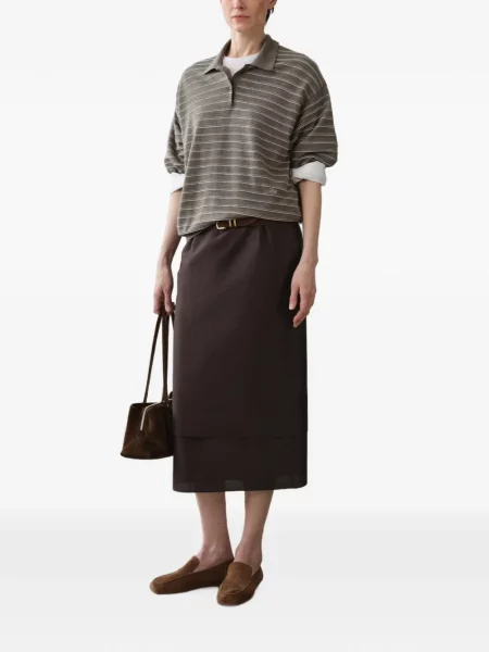 Tricou polo Less de lână maro