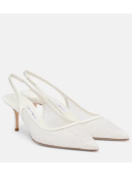 Pantofi cu toc Jimmy Choo din piele slingback alb