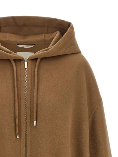 Palton Max Mara cu glugă cu cordon maro