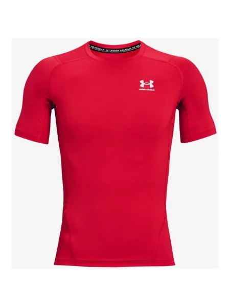 Koszulka kompresyjna Under Armour HeatGear z krótkim rękawem czerwono-biała L biała