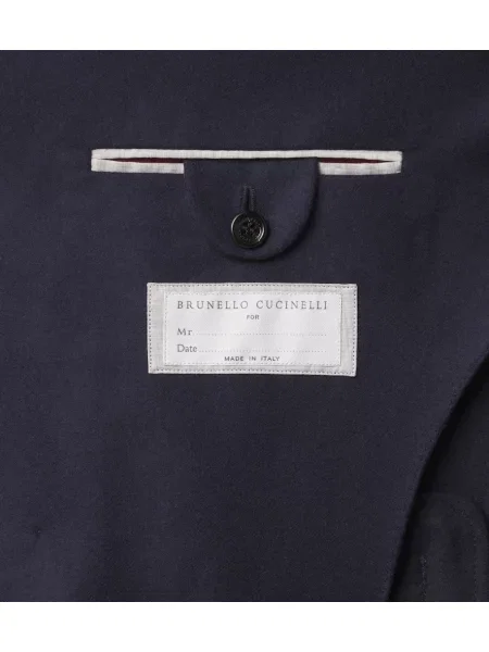 Vlnené dvojradové sako Brunello Cucinelli modrá