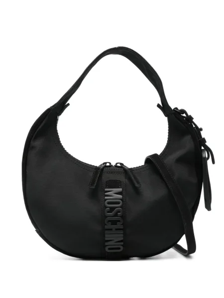 Geantă Moschino din piele de căprioară negru