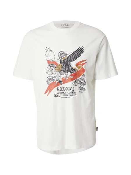 REPLAY Tricou maro deschis / gri / portocaliu / natural alb