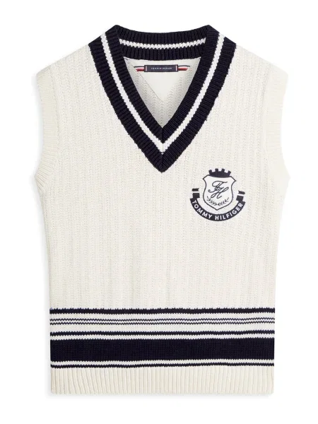 TOMMY HILFIGER Brezrokavnik slonovina črna