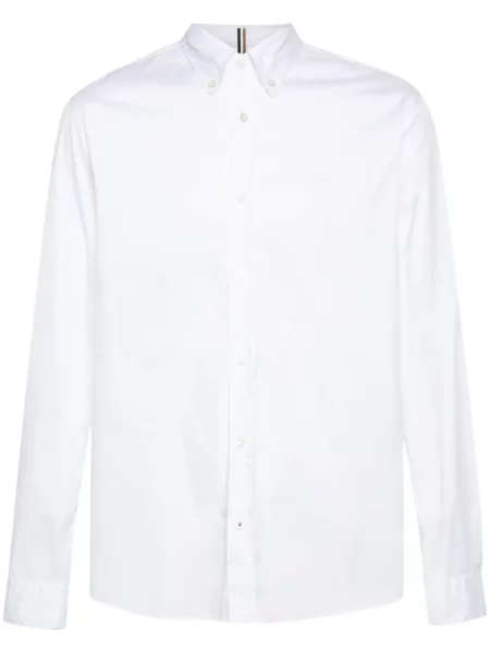 Cămașă Boss cu broderie din poplin alb