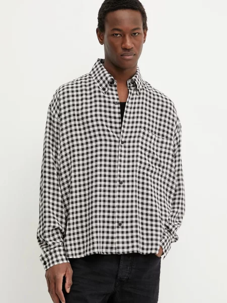Won Hundred cămașă bărbați cu guler button-down relaxed negru