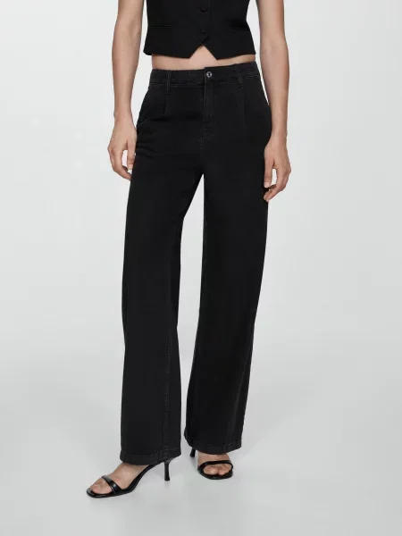 MANGO Широкие джинсы чорний
