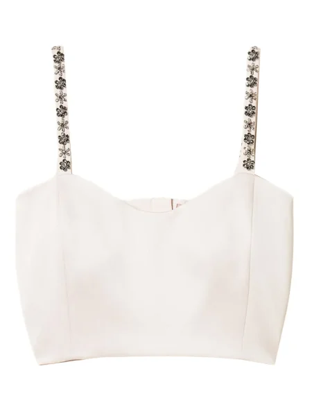 Top Twinset cu broderie din satin alb