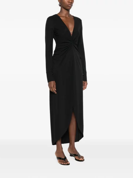 Rochie midi Imperial cu decolteu în V negru
