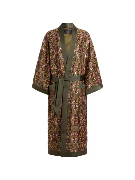 Palton Etro cu broderie cu model floral verde