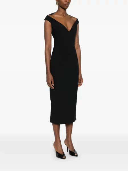 Rochie midi Solace London cu decolteu în V negru