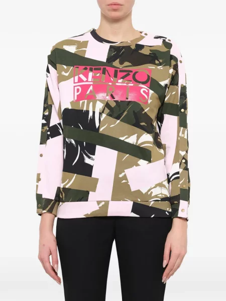 Hanorac Kenzo cu imagine cu model camuflaj verde