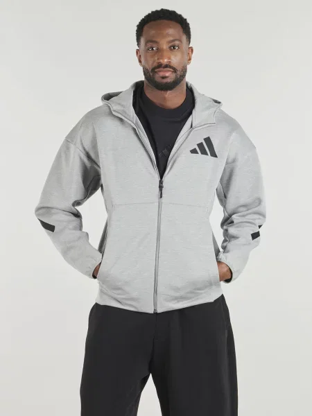 Bežecká bunda Adidas s kapucňou sivá