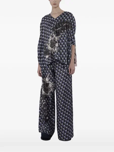 Копринена блуза Biyan с принт синьо