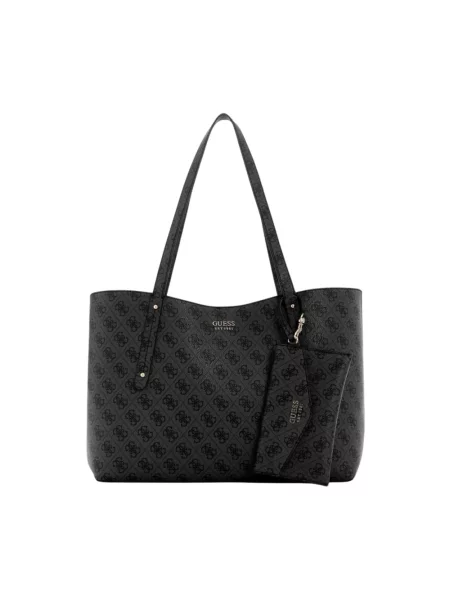 Duża torebka skórzana Guess skórzana czarna