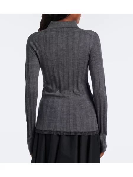 Tricou polo Prada de lână roz