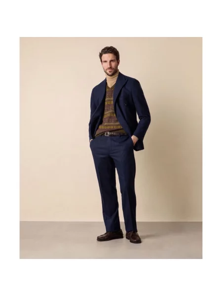 Garnitur Brooks Brothers wełniany w paski dwurzędowy niebieski