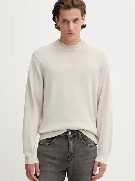 Пуловер Karl Lagerfeld Jeans мъжки от лека материя бежово
