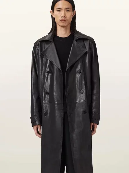 AllSaints trenci din piele KELLETT negru