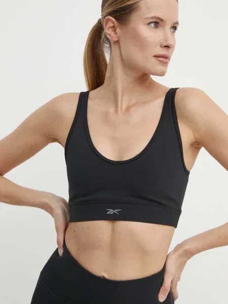 Спортен сутиен Reebok Active Collective с изчистен дизайн черно