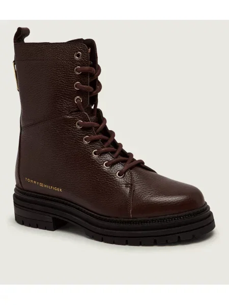 Ghete Tommy Hilfiger Th Emboss Grain Leather Boot maro