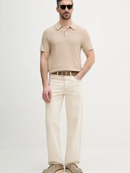 Tricou polo Michael Kors bej