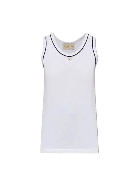 Lniany top Valentino Garavani biały