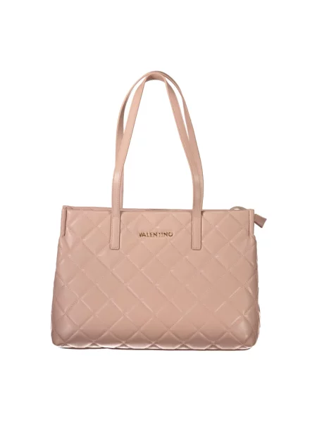 Lniana torba na laptopa Valentino By Mario Valentino różowa
