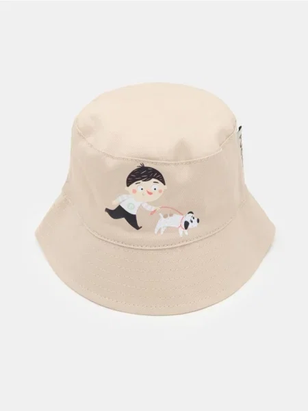 Sinsay bucket hat s potiskem Pucio béžová