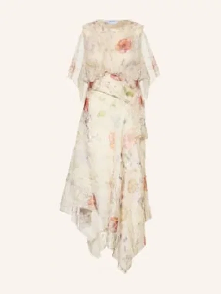 Mcqueen Hedvábné Šaty krémová světle zelená červená