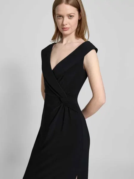 Sukienka wieczorowa z dekoltem w serek model ‘LEONIDAS’ Lauren Ralph Lauren czarna