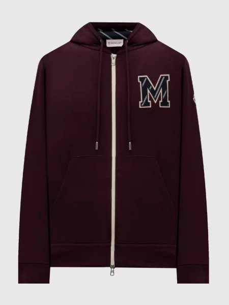 Бордова спортивна куртка з монограмою логотипа Moncler