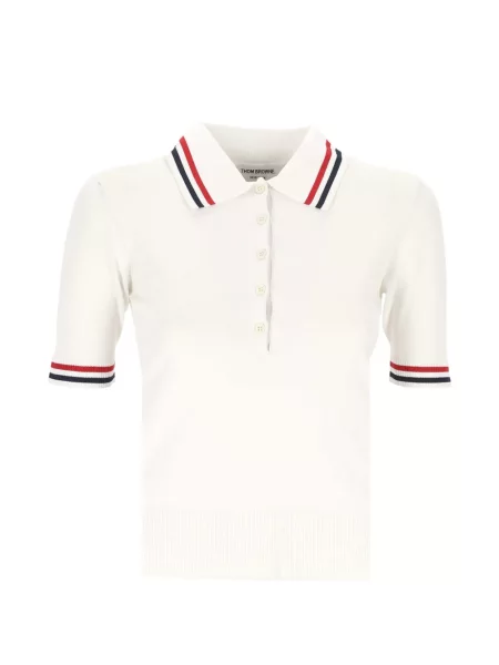Tricou polo Thom Browne alb