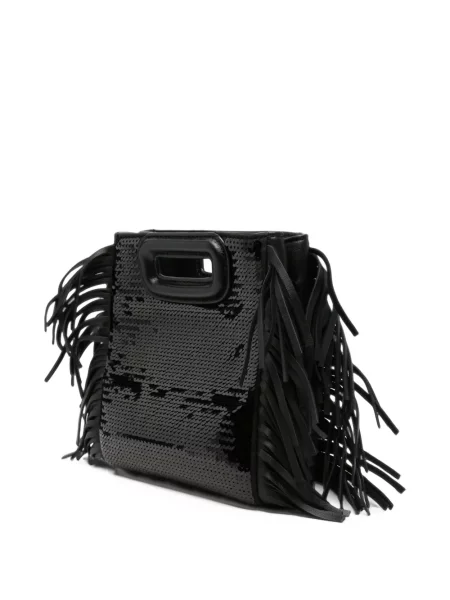 Geantă shopper Maje cu paiete negru