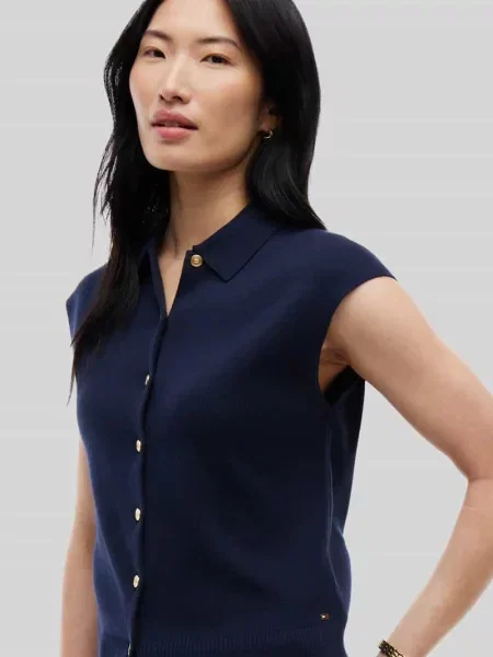 Kamizelka o kroju relaxed fit z mieszanki bawełny Tommy Hilfiger granatowa