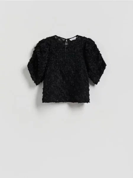 Reserved Bluză cu aplicații negru