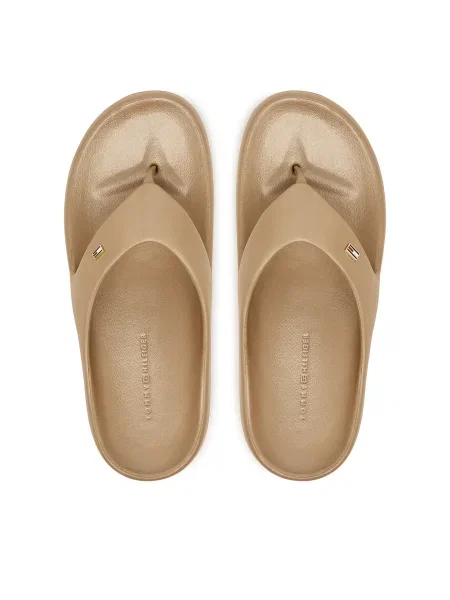 Női flip-flop papucs Tommy Hilfiger Pearlized Summer Sandal safari canvas pearlized Pearlized Summer Sandal bézs