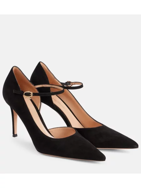 Pantofi cu toc Gianvito Rossi din piele de căprioară negru