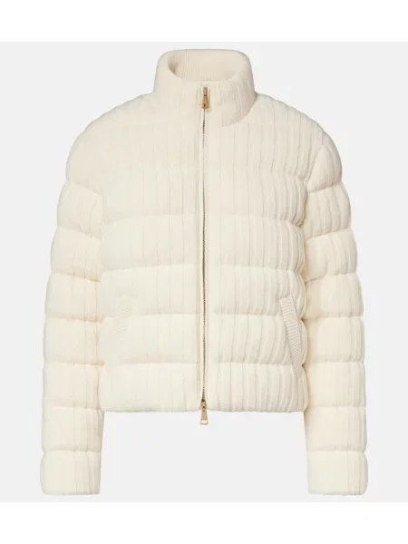 Kurtka puchowa Moncler wełniana biała