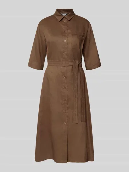 Sukienka koszulowa z lnu z brustaszą model LTABELLA' Mm By Max Mara