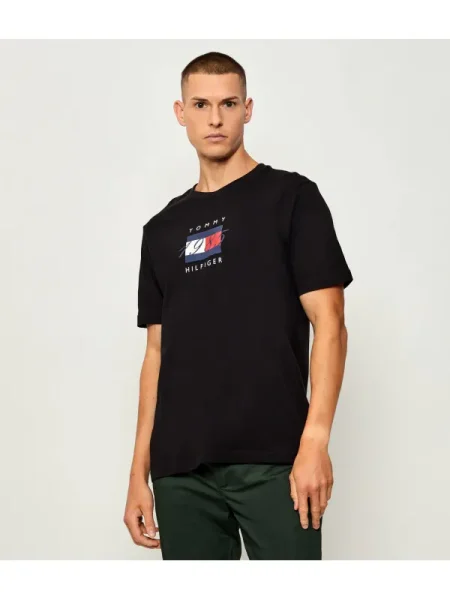 Tommy Hilfiger Tricou Linear Flag negru