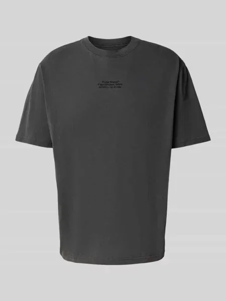 T-shirt z wyhaftowanym logo model ‘Oliver’ Wood Wood czarna