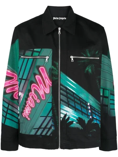 Geacă Palm Angels cu imagine negru