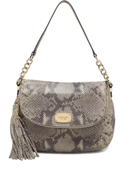 Geanta de piele Michael Michael Kors din piele cu model piele de șarpe gri
