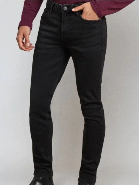 Sinsay Spodnie jeansowe super skinny czarny