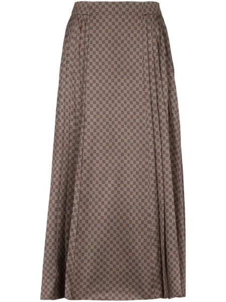 Fusta plisata Balmain cu imagine plisată până la genunchi maro