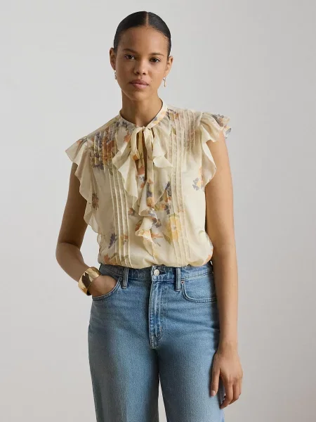 Lauren Ralph Lauren Bluza kremna / umbra / rumena / bazaltno siva bež