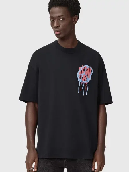 Футболка Allsaints с принтом черная