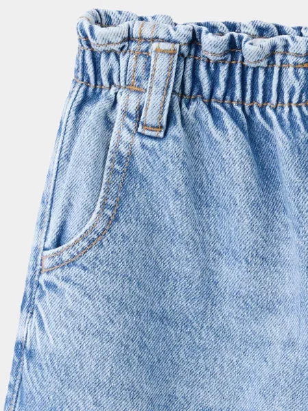 Dżinsy wide leg z elastycznym pasem średni Dzieci 12 MANGO KIDS niebieski