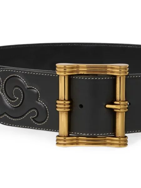 Curea Etro cu broderie din piele negru